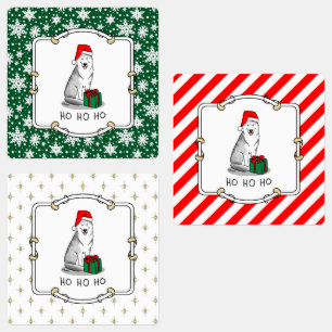 Étiquettes Noël Santa Hat Sibérien Husky (argent) mignonne