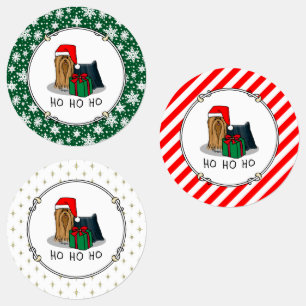 Étiquettes Noël Santa Hat Yorkshire Terrier Yorkie Cute