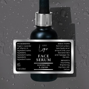 Étiquettes Noir Argent 1 OZ 30ml Flacon Cosmétique Étanche
