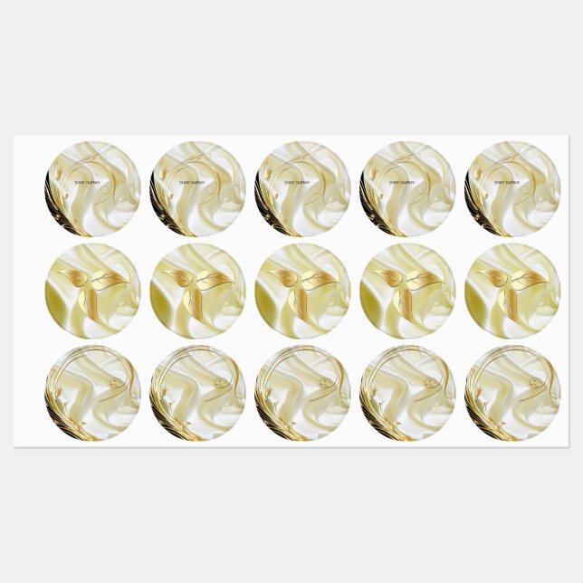 Étiquettes Noir avec or sur soie Champagne (Feuille)