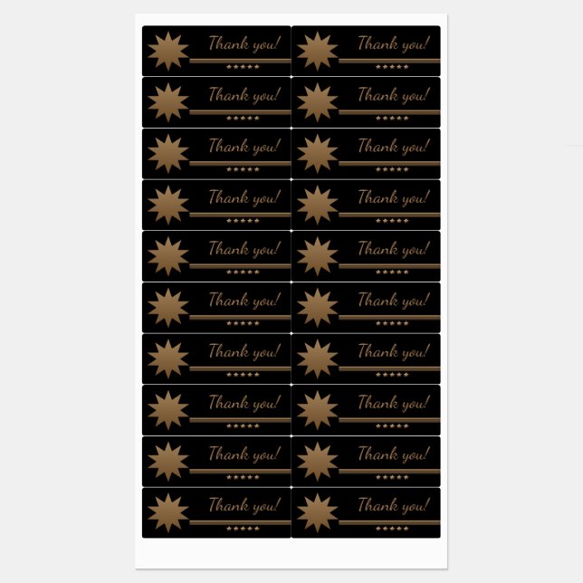 Étiquettes noires avec texte doré 5 étoiles et men (Feuille)