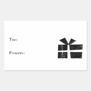étiquettes noires et blanches de cadeau