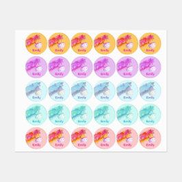 Étiquettes Nom de la fille whimsical pony cheval art enfants 