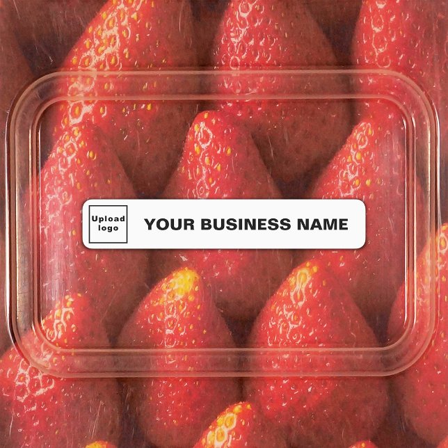 Étiquettes Nom de l'entreprise et logo sur adhésif mince blan (Créateur téléchargé)