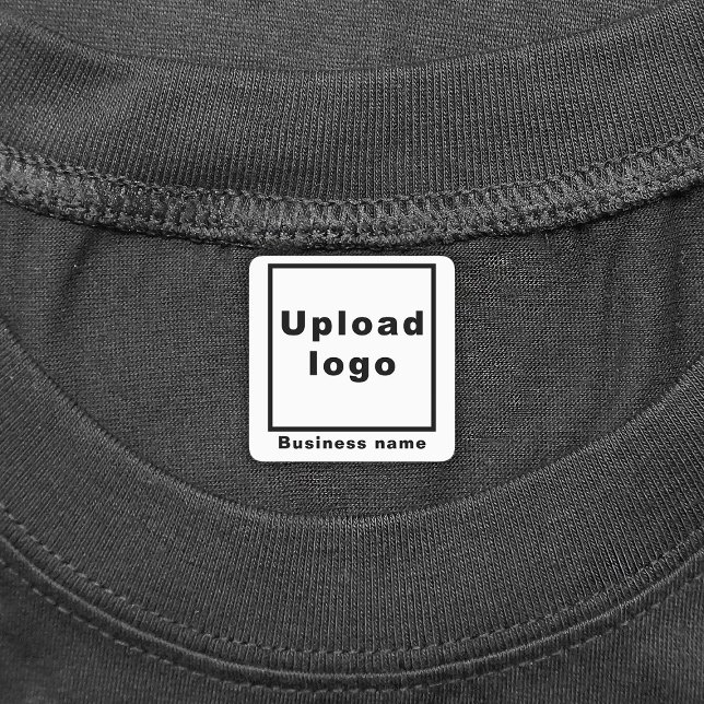 Étiquettes Nom de l'entreprise et logo sur le fer Carré blanc (White square iron on label with your business name and logo)