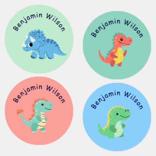 Étiquettes Nom d'enfant personnalisé Cute Dinosaur