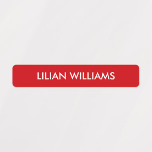 Étiquettes Nom d'enfant simple rouge et blanc