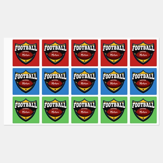 Étiquettes Nom et couleur personnalisés Logo de football (Feuille)