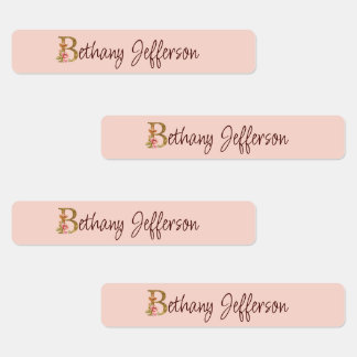 Étiquettes Nom personnalisé Blush Rose dorée Lettre B
