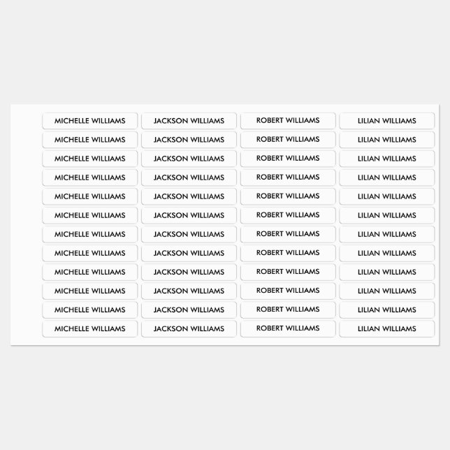 Étiquettes Nom simple des enfants noirs et blancs (Feuille)