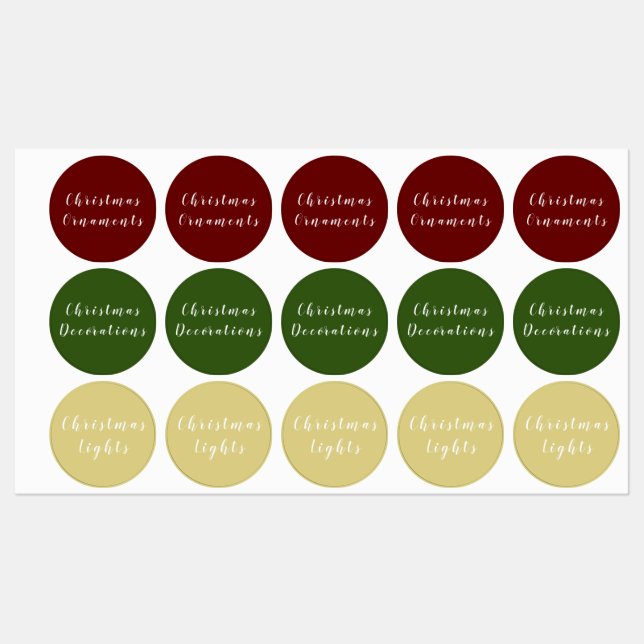 Étiquettes Organisation de Noël (Feuille)