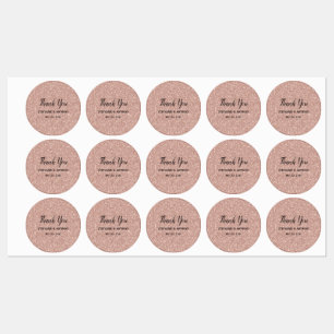 Étiquettes Paillettes de Faux Or Rose Mariage Merci