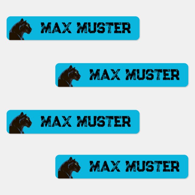 Étiquettes Panthère noire bleu 96 enfants (Groupe)