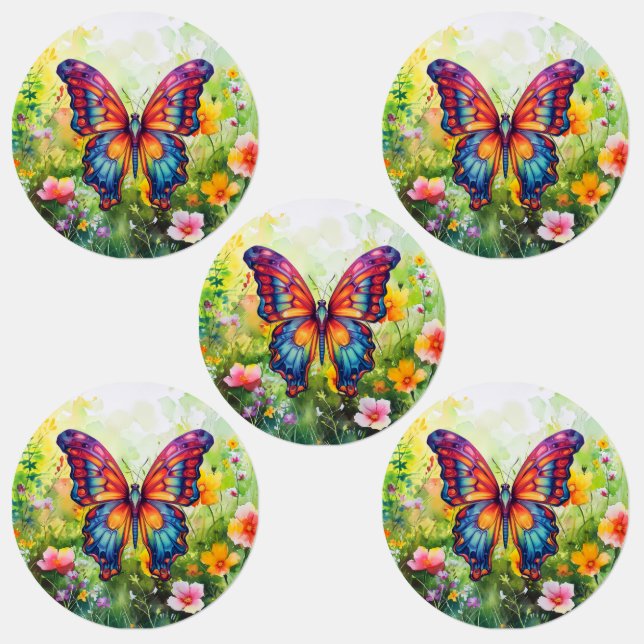 Étiquettes Papillon bleu orange ailes Vêtements (Groupe)