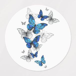 Étiquettes Papillons volants bleus Morpho