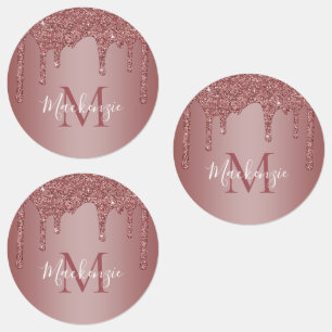 Étiquettes Parties scintillant rose Gold Sparkle Monogramme