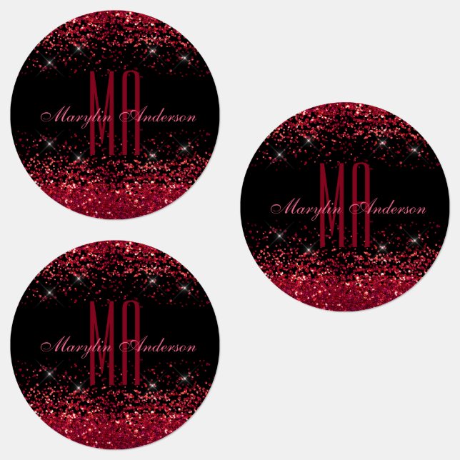 ÉTIQUETTES PARTIES SCINTILLANT ROUGE CHRISTMAS CHUNKY MONOGRA (Groupe)
