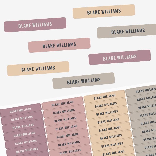 Étiquettes Pastel Girls Neutre Couleur Codé Enfants Nom École (Neutral Pastel Girls Custom Name – 4 Color Set Labels
)