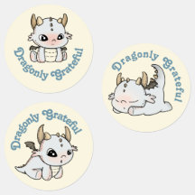 Pastel jaune gris dragon bébé remerciant autocolla
