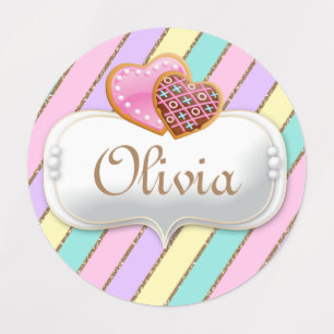 Étiquettes Pastel Rainbow Stripes Cookie Anniversaire Étique