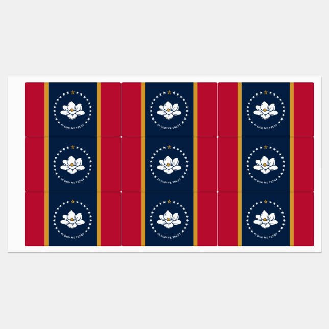 Étiquettes Patriotic labels with flag of Mississippi (Feuille)