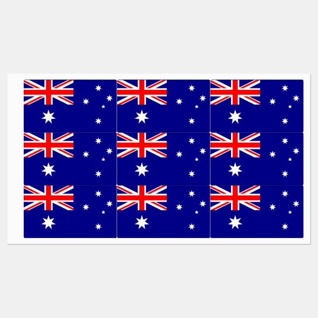 Étiquettes patriotiques avec drapeau d'Australie (Feuille)