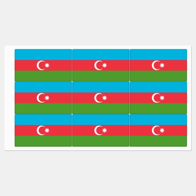 Étiquettes patriotiques avec drapeau d'Azerbaïdjan (Feuille)