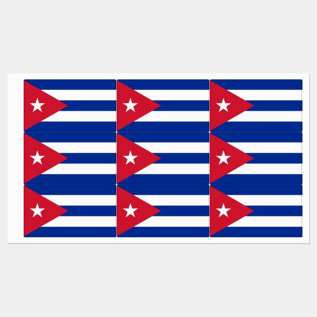 Étiquettes patriotiques avec drapeau de Cuba (Feuille)