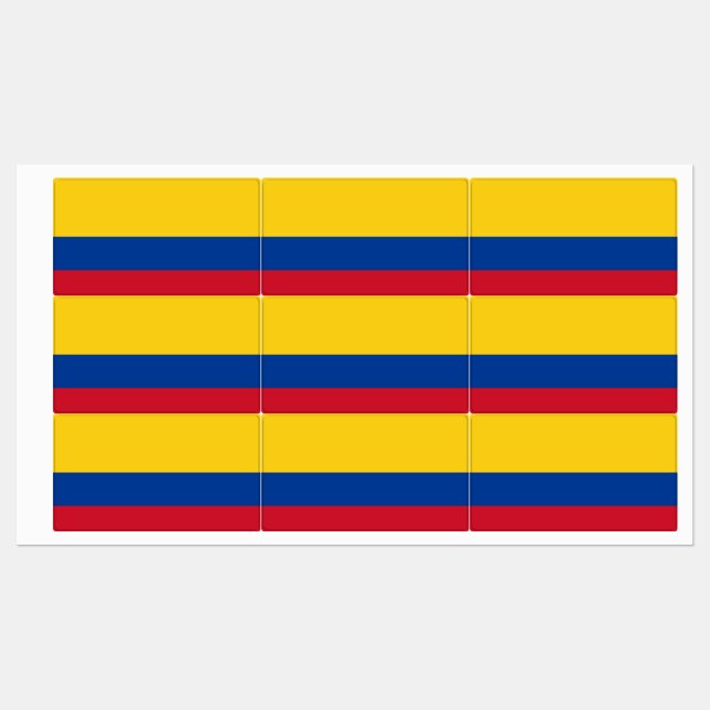 Étiquettes patriotiques avec drapeau de la Colombi (Feuille)
