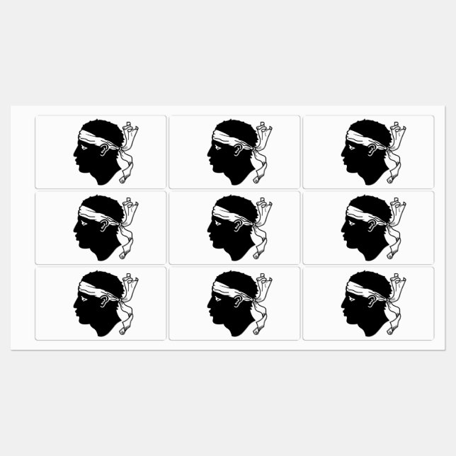 Étiquettes patriotiques avec drapeau de la Corse,  (Feuille)