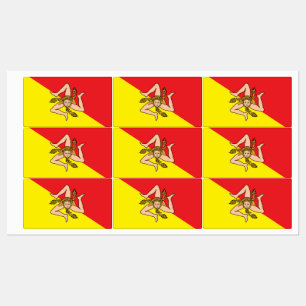 Étiquettes patriotiques avec drapeau de la Sicile,