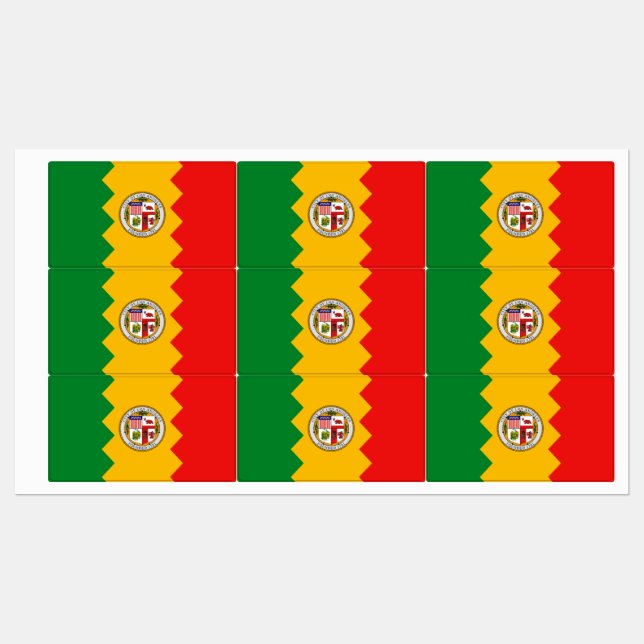 Étiquettes patriotiques avec drapeau de Los Angele (Feuille)