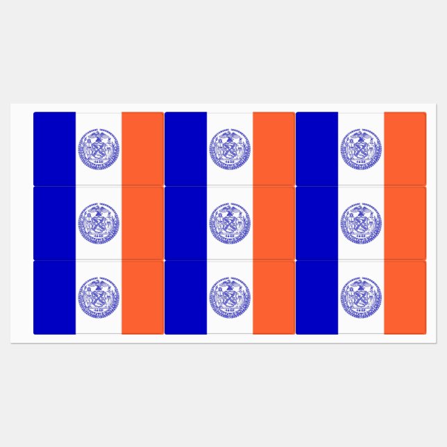 Étiquettes patriotiques avec drapeau de New York (Feuille)