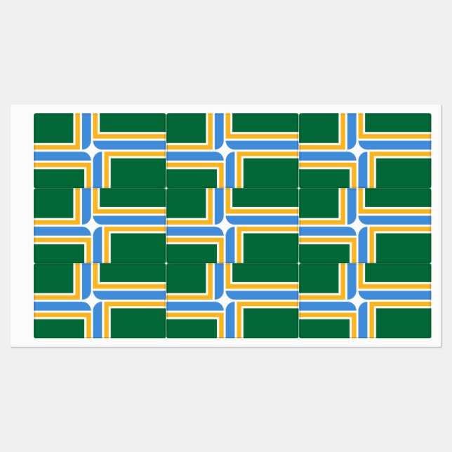 Étiquettes patriotiques avec drapeau de Portland (Feuille)