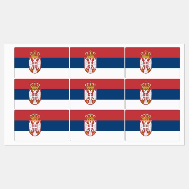 Étiquettes patriotiques avec drapeau de Serbie (Feuille)
