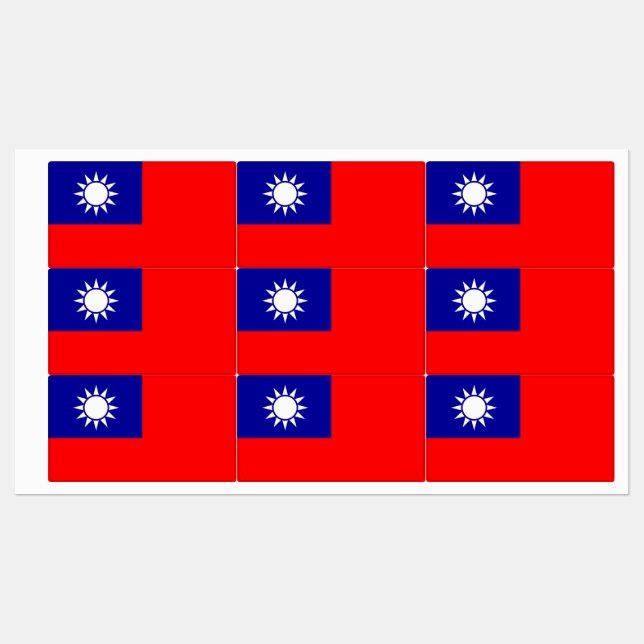 Étiquettes patriotiques avec drapeau de Taïwan (Feuille)