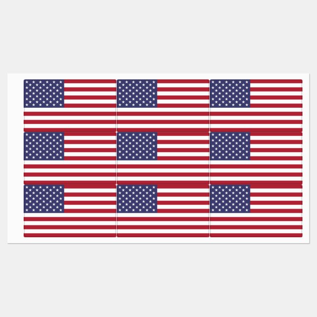 Étiquettes patriotiques avec drapeau des Etats-Uni (Feuille)