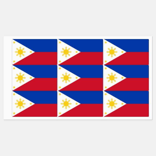 Étiquettes patriotiques avec drapeau des Philippin (Feuille)