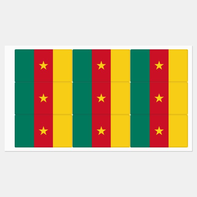 Étiquettes patriotiques avec drapeau du Cameroun (Feuille)