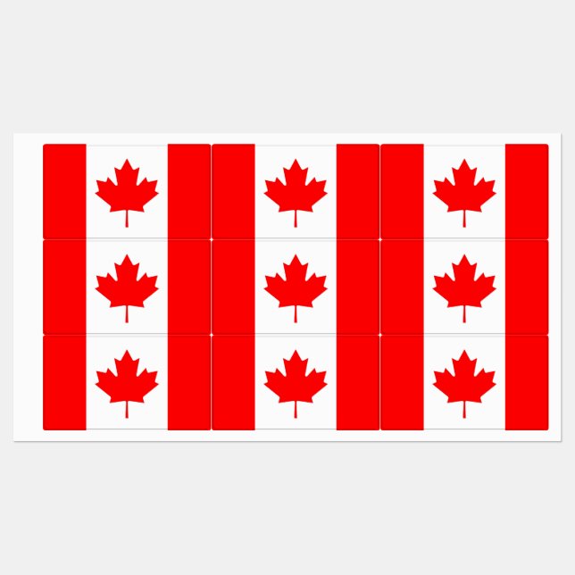 Étiquettes patriotiques avec drapeau du Canada (Feuille)