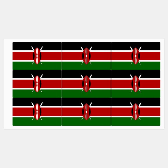Étiquettes patriotiques avec drapeau du Kenya (Feuille)