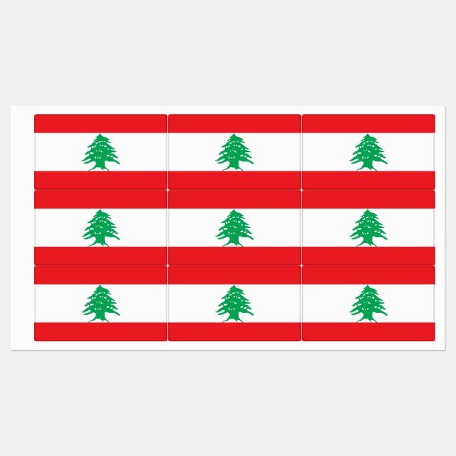 Étiquettes patriotiques avec drapeau du Liban (Feuille)