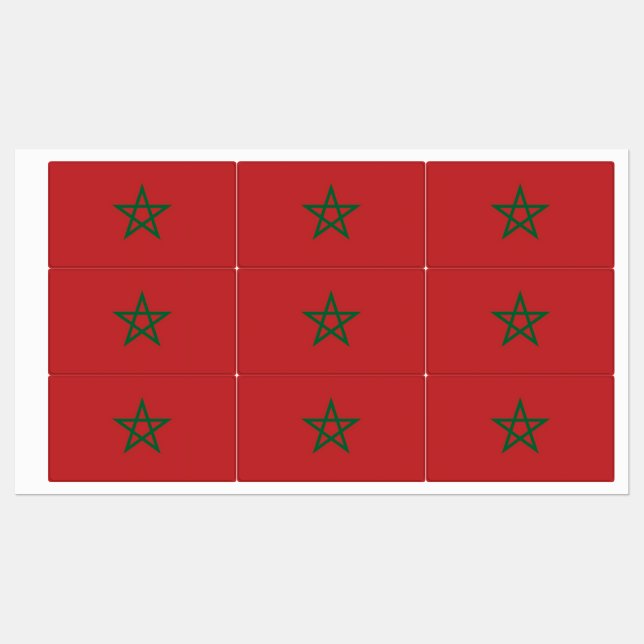 Étiquettes patriotiques avec drapeau du Maroc (Feuille)