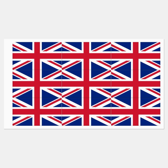 Étiquettes patriotiques avec drapeau du Royaume-Un (Feuille)