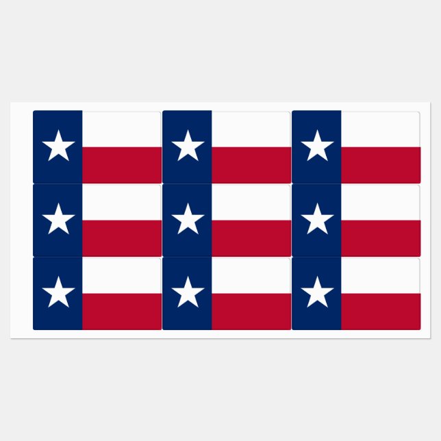 Étiquettes patriotiques avec drapeau du Texas Stat (Feuille)