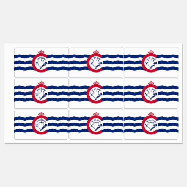 Étiquettes patriotiques avec le drapeau de Cincinn (Feuille)