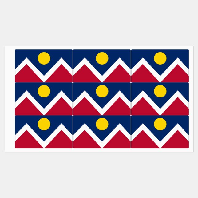 Étiquettes patriotiques avec le drapeau de Denver  (Feuille)