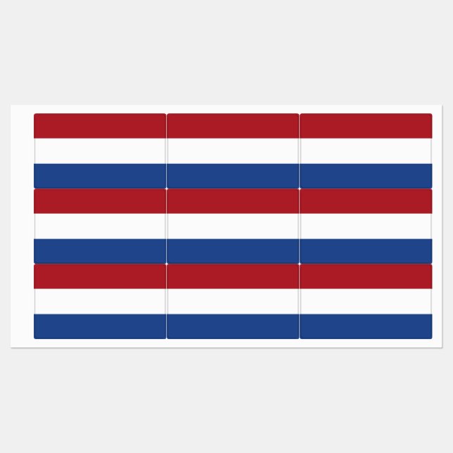 Étiquettes patriotiques avec le drapeau de Pays-Ba (Feuille)