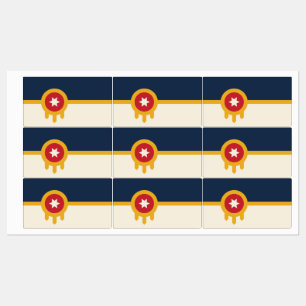 Étiquettes patriotiques avec le drapeau de Tulsa,