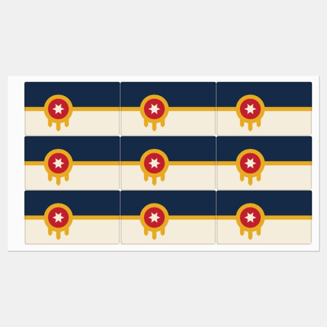 Étiquettes patriotiques avec le drapeau de Tulsa,  (Feuille)